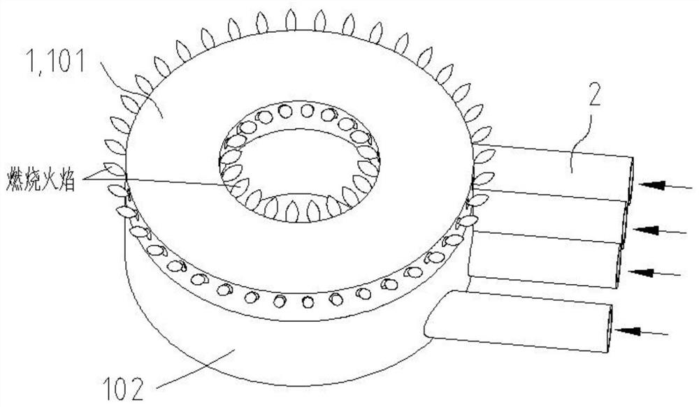 Burner with outer outer peripheral soft fire, stove and control method