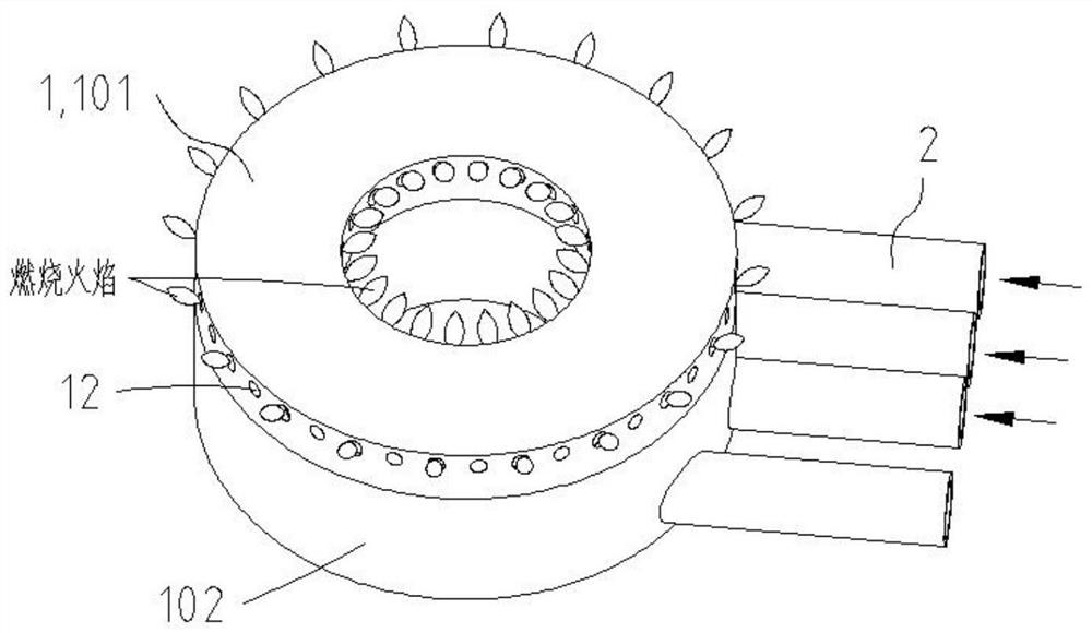 Burner with outer outer peripheral soft fire, stove and control method