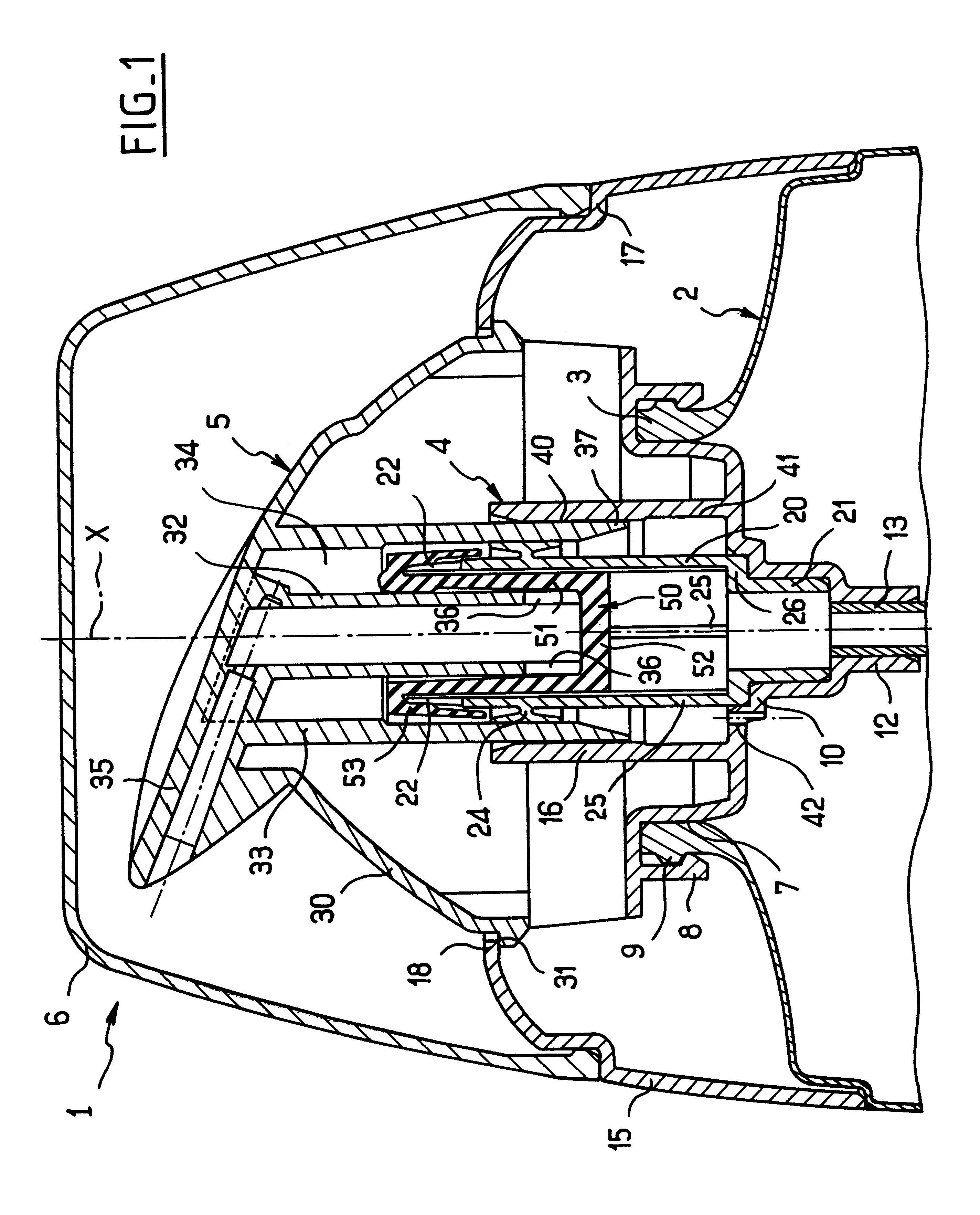 Pump and a receptacle fitted therewith