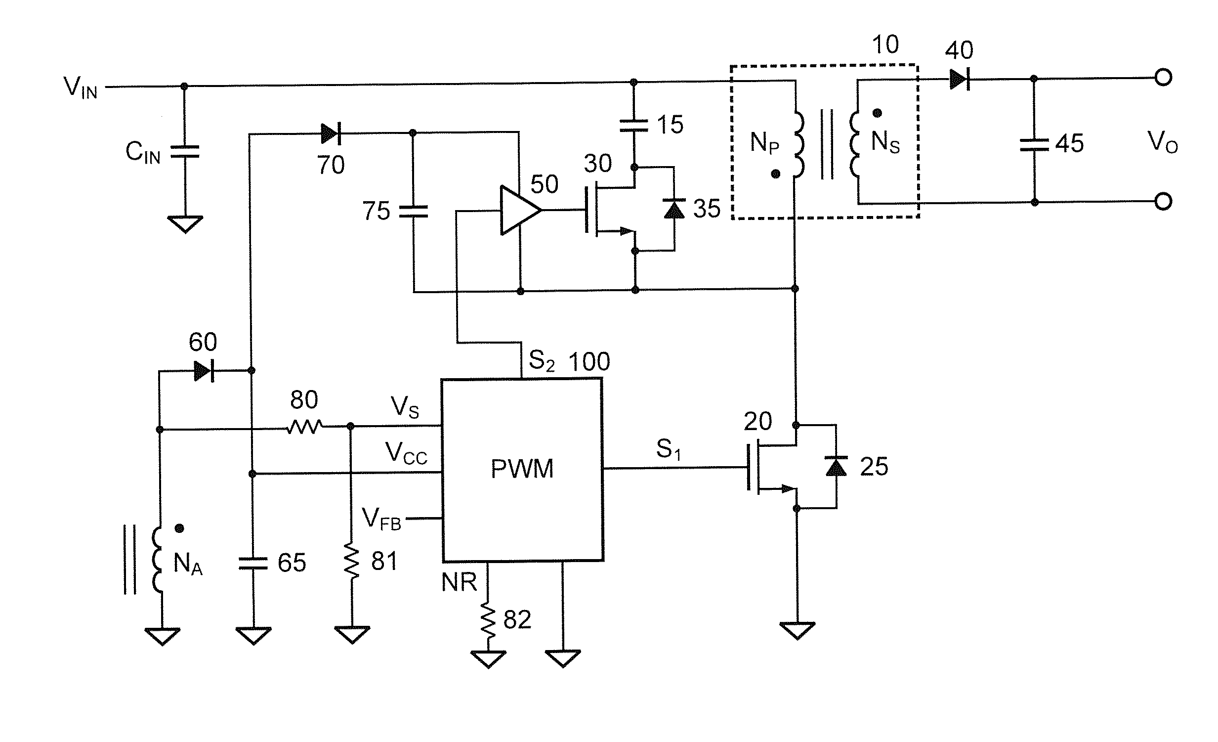 Control circuit for active clamp flyback power converter with predicted timing control