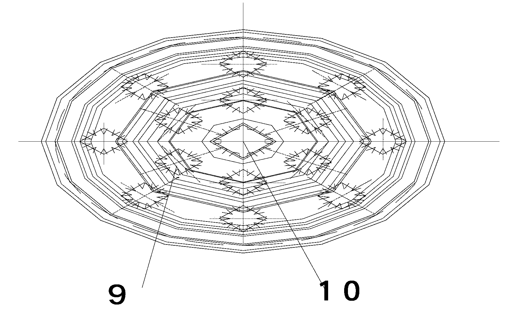 Pored inner-tooth layered nozzle with 15-degree taper angle