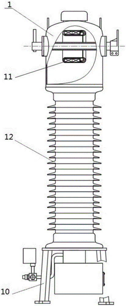 Resistive-capacitive voltage division type current and voltage combined transformer