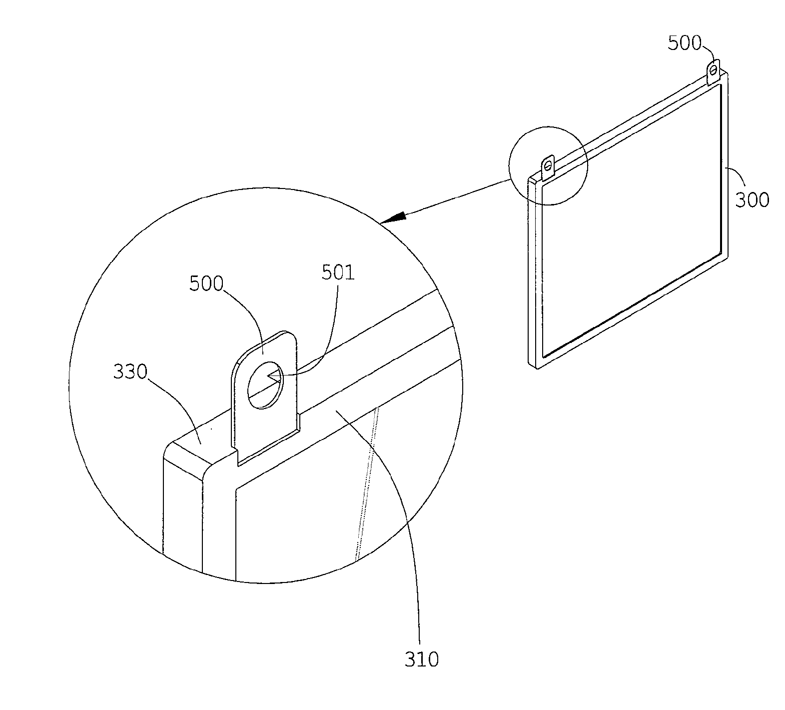 Frame with a Mounting Ear, Display Device Using the Frame and a Method of Manufacturing the Same