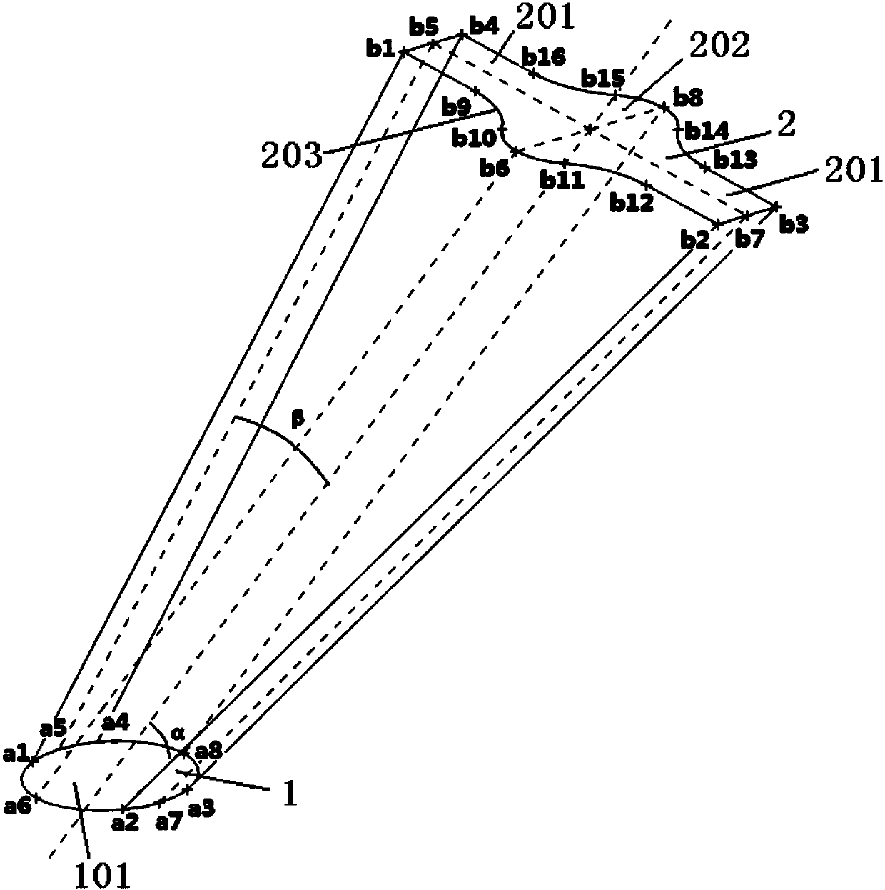 Wing-shaped film hole of hot end component of aeroengine and electrode