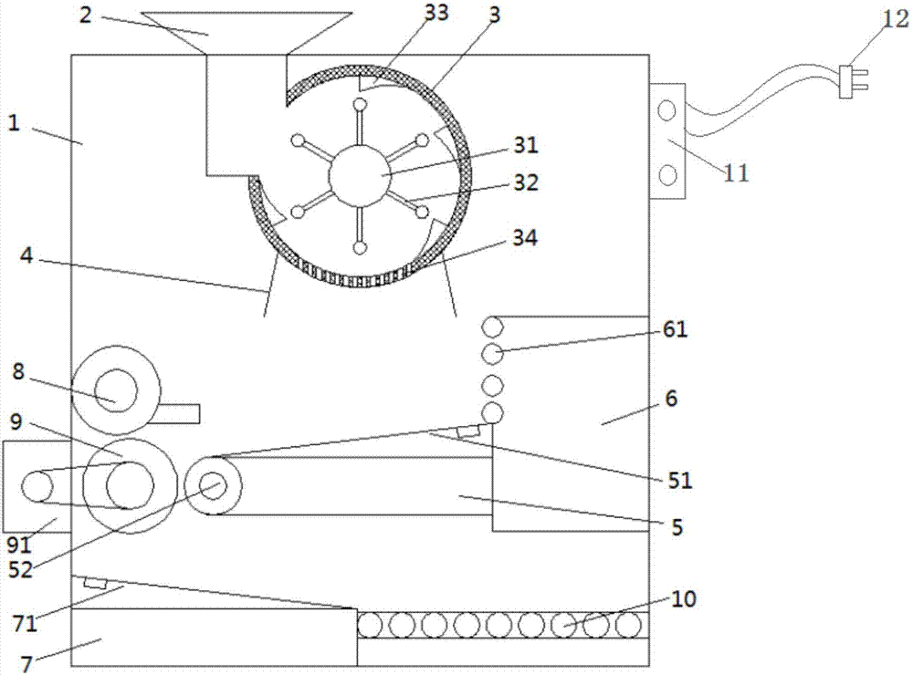 Soybean crushing and grading recycling device