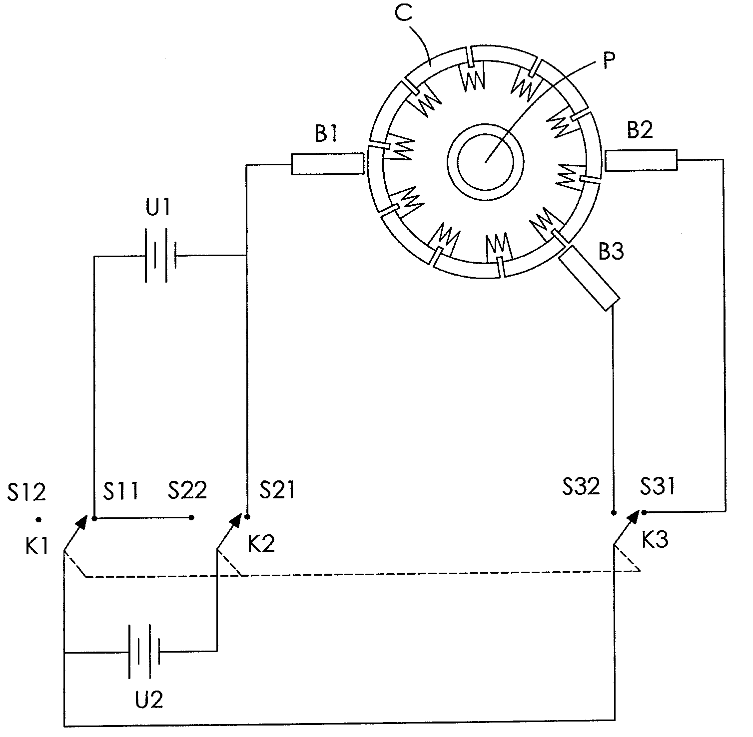 Power tool with a DC brush motor and with a second power source