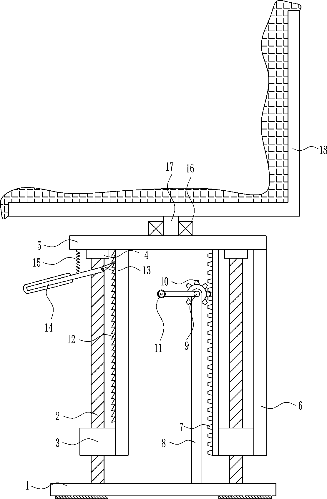 A liftable child seat for pediatric use