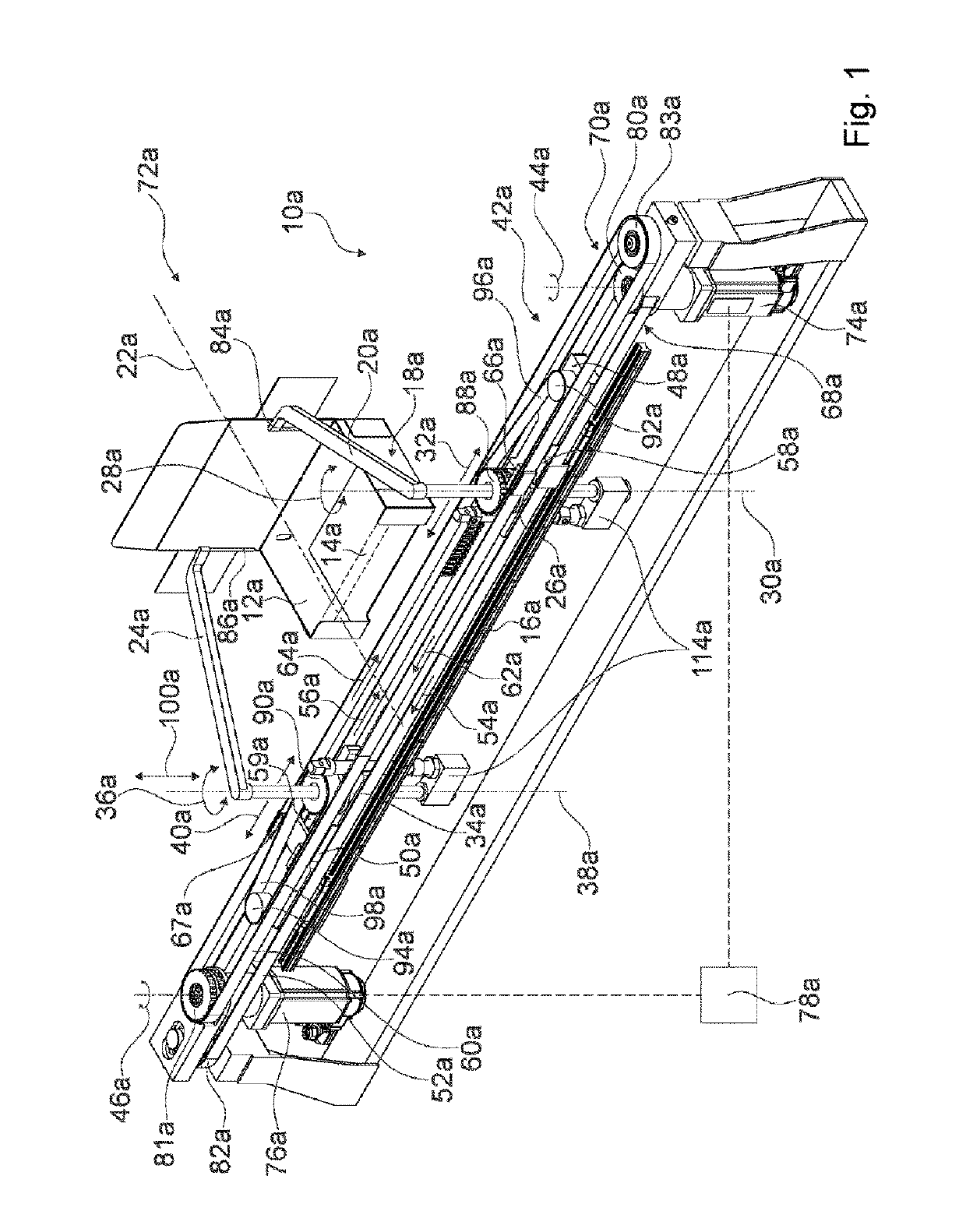 Device, method and packaging machine for processing a packaging container