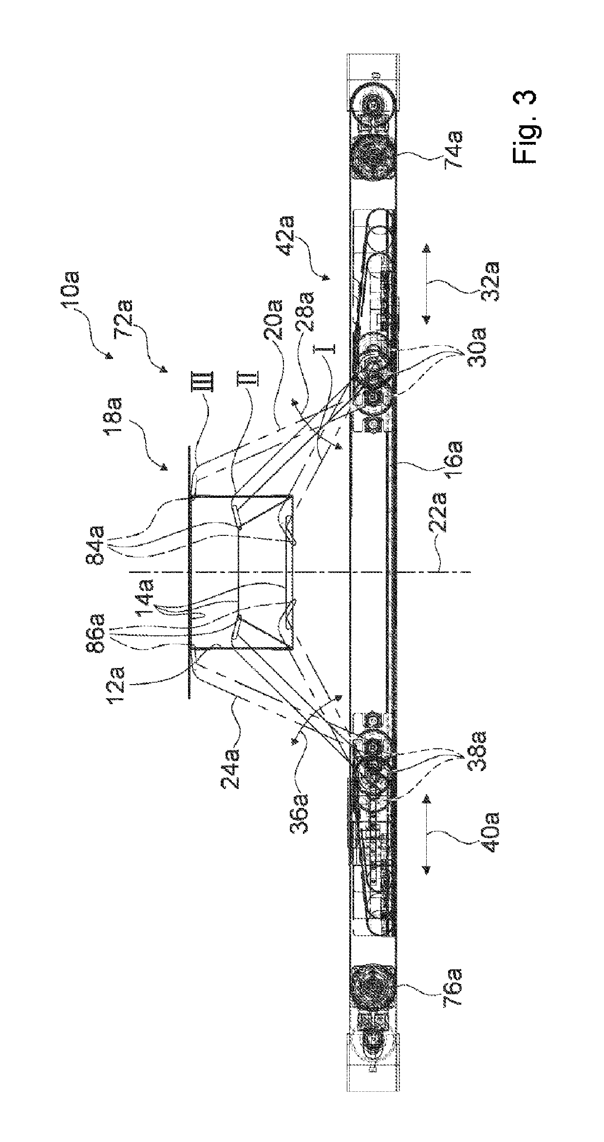 Device, method and packaging machine for processing a packaging container