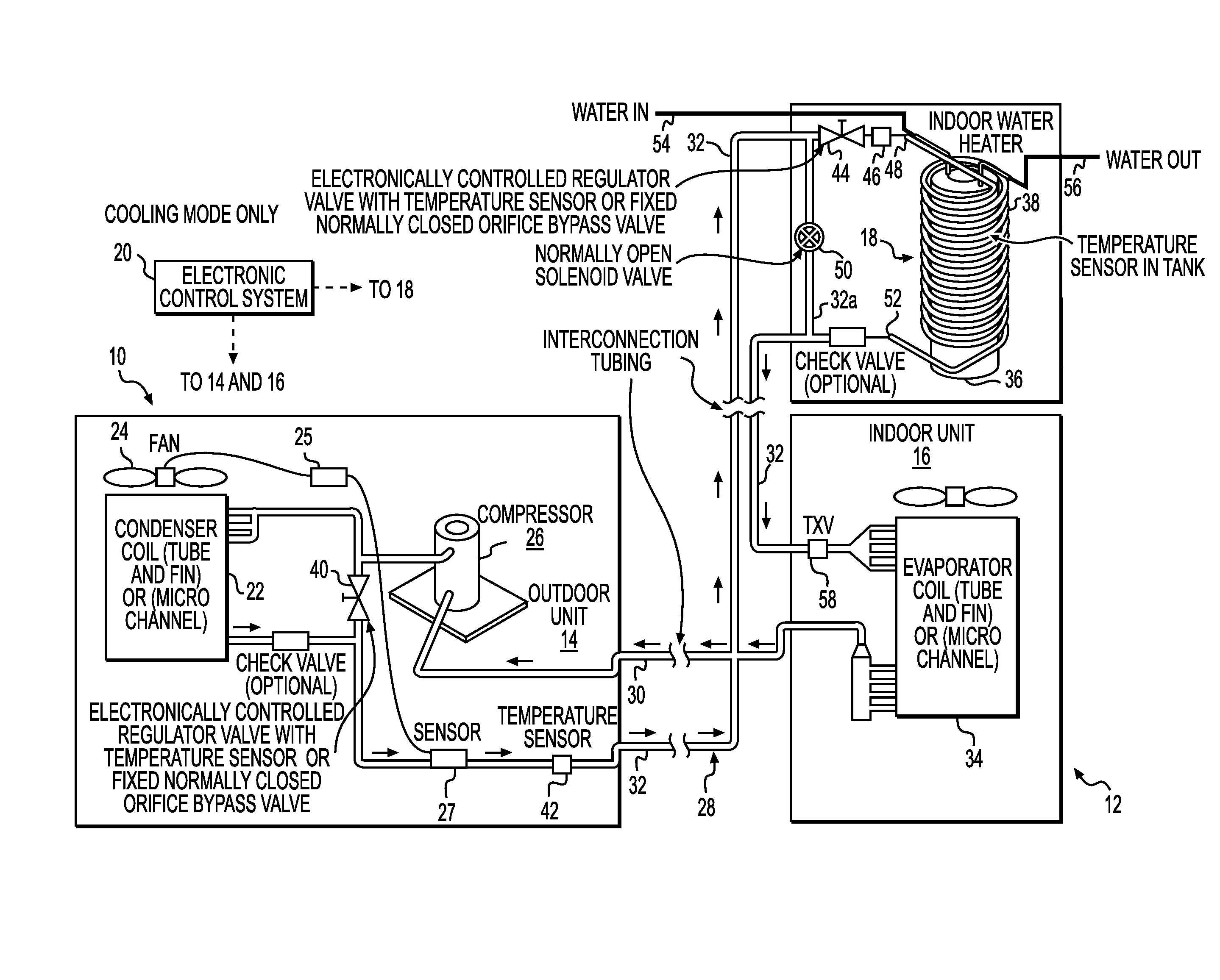 Apparatus and methods for heating water with refrigerant from air conditioning system