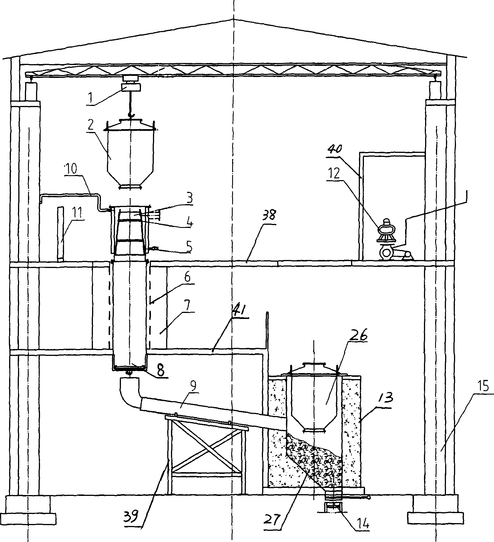 Nontank shaft type electric resistance furnace smelting magnesium apparatus and smelting magnesium method thereof