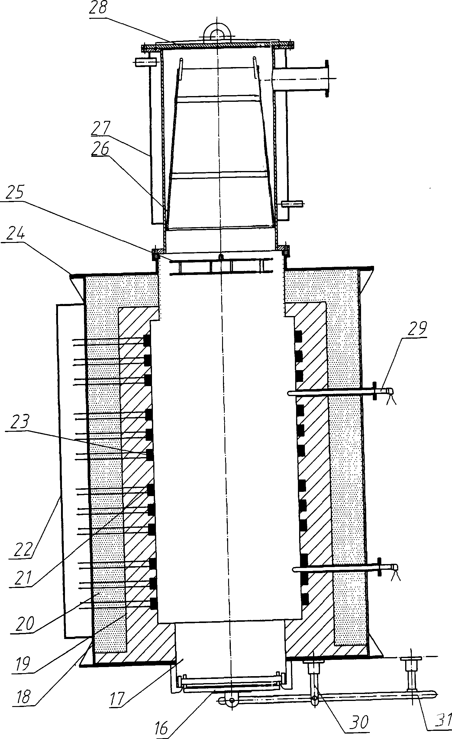 Nontank shaft type electric resistance furnace smelting magnesium apparatus and smelting magnesium method thereof