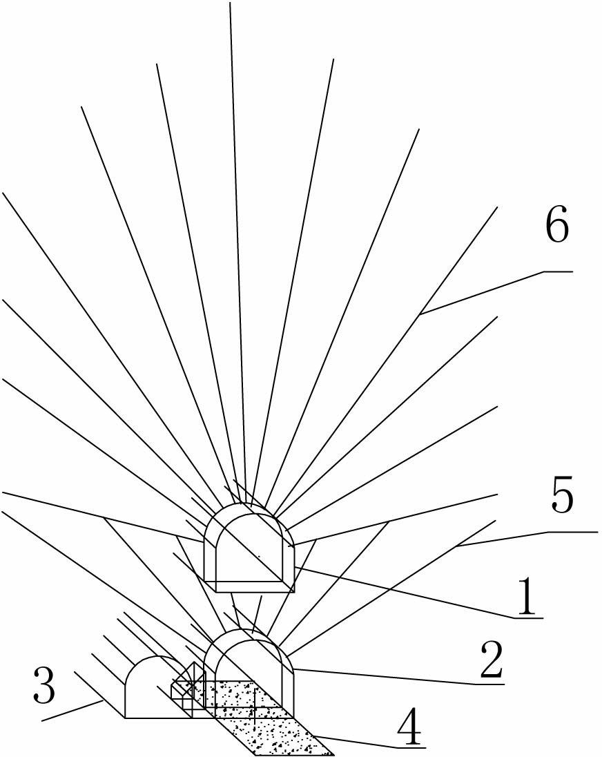 Flat-bottomed pillar sublevel caving method of reinforced concrete structure artificial roof