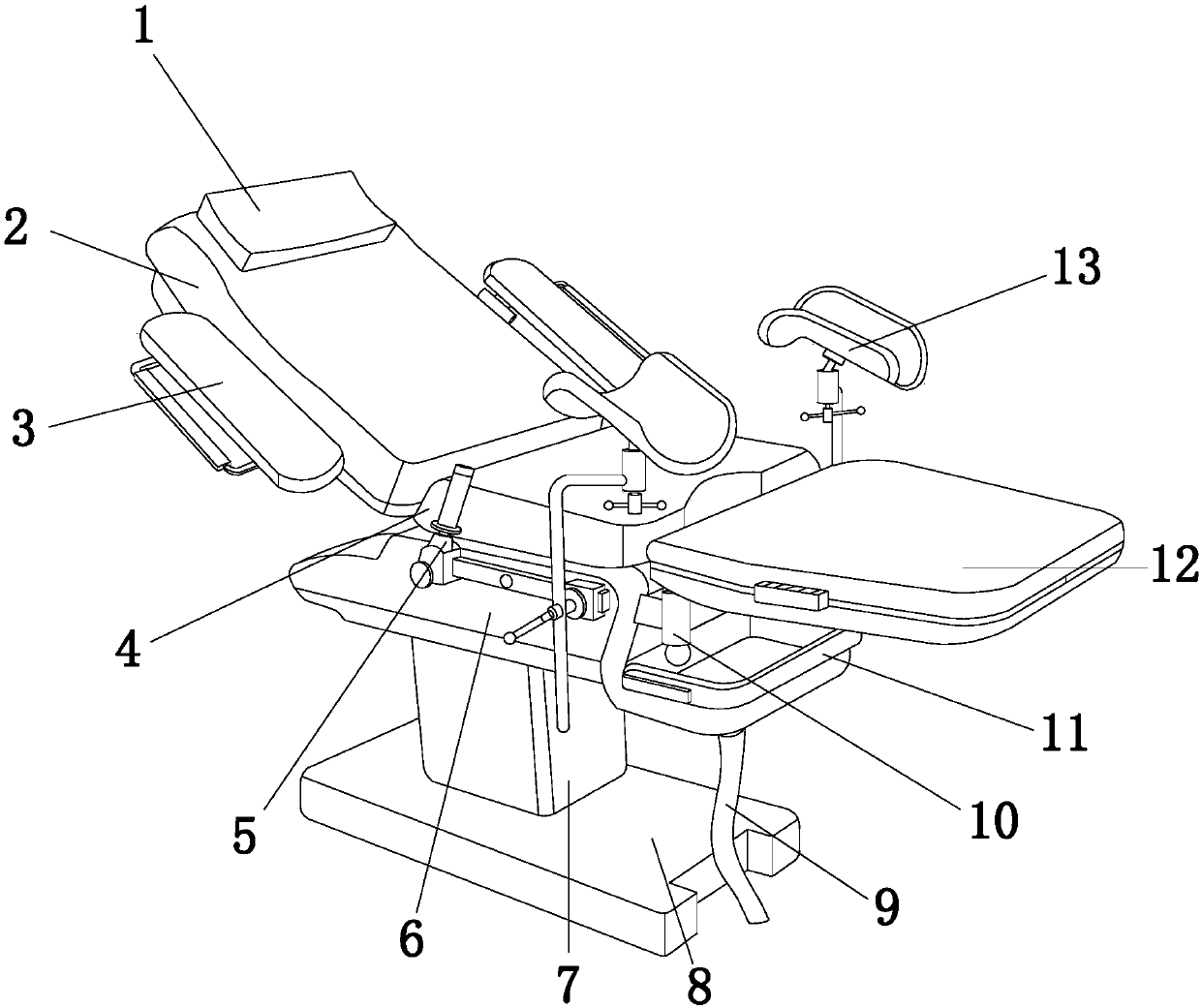 Obstetrical midwifery chaise longue