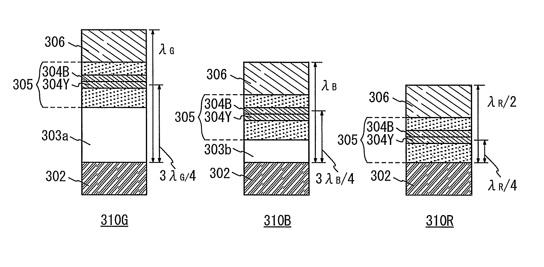 Light-emitting device comprising light-emitting elements having different optical path lengths