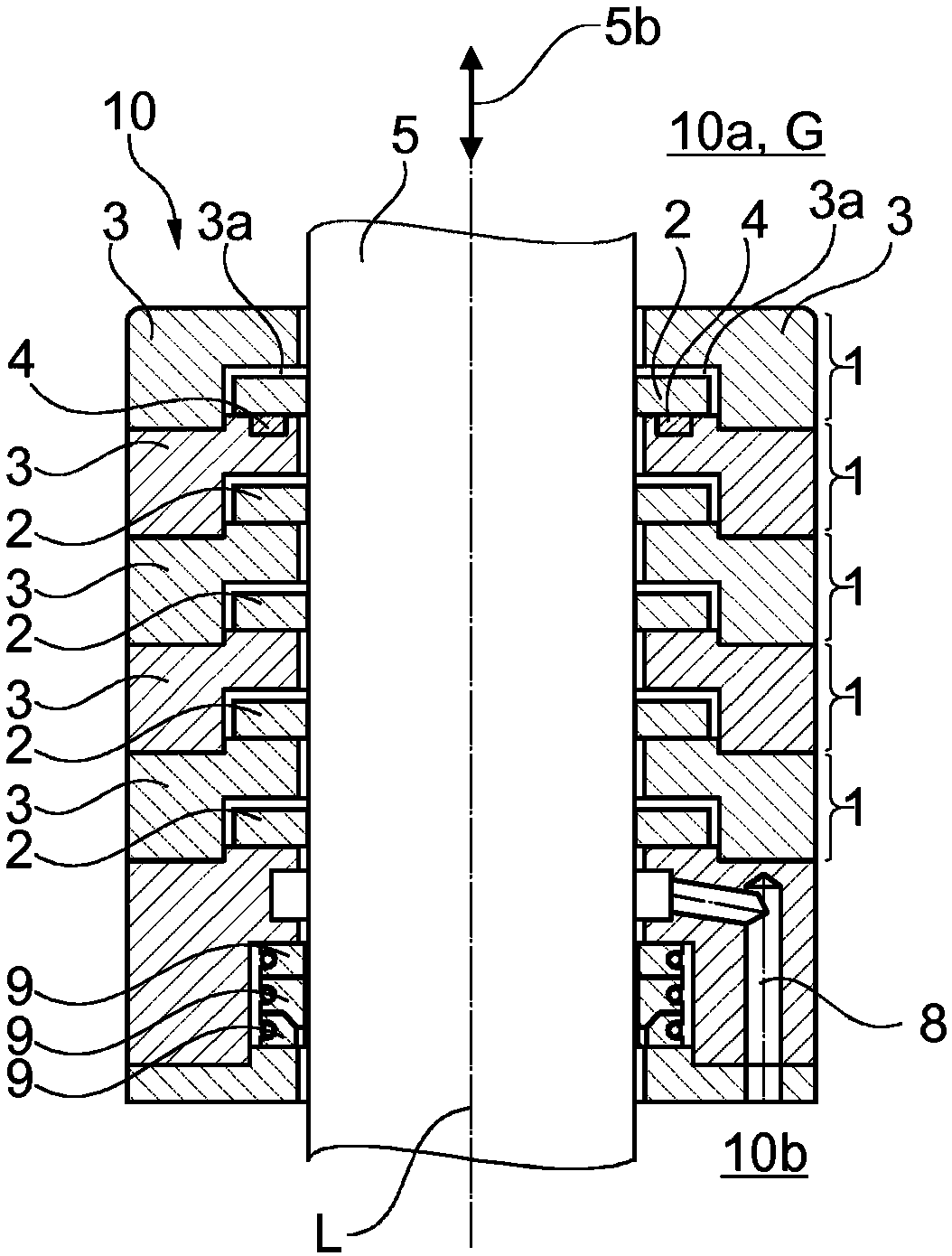 Dry-running piston rod packing and method for operating a dry-running piston rod packing