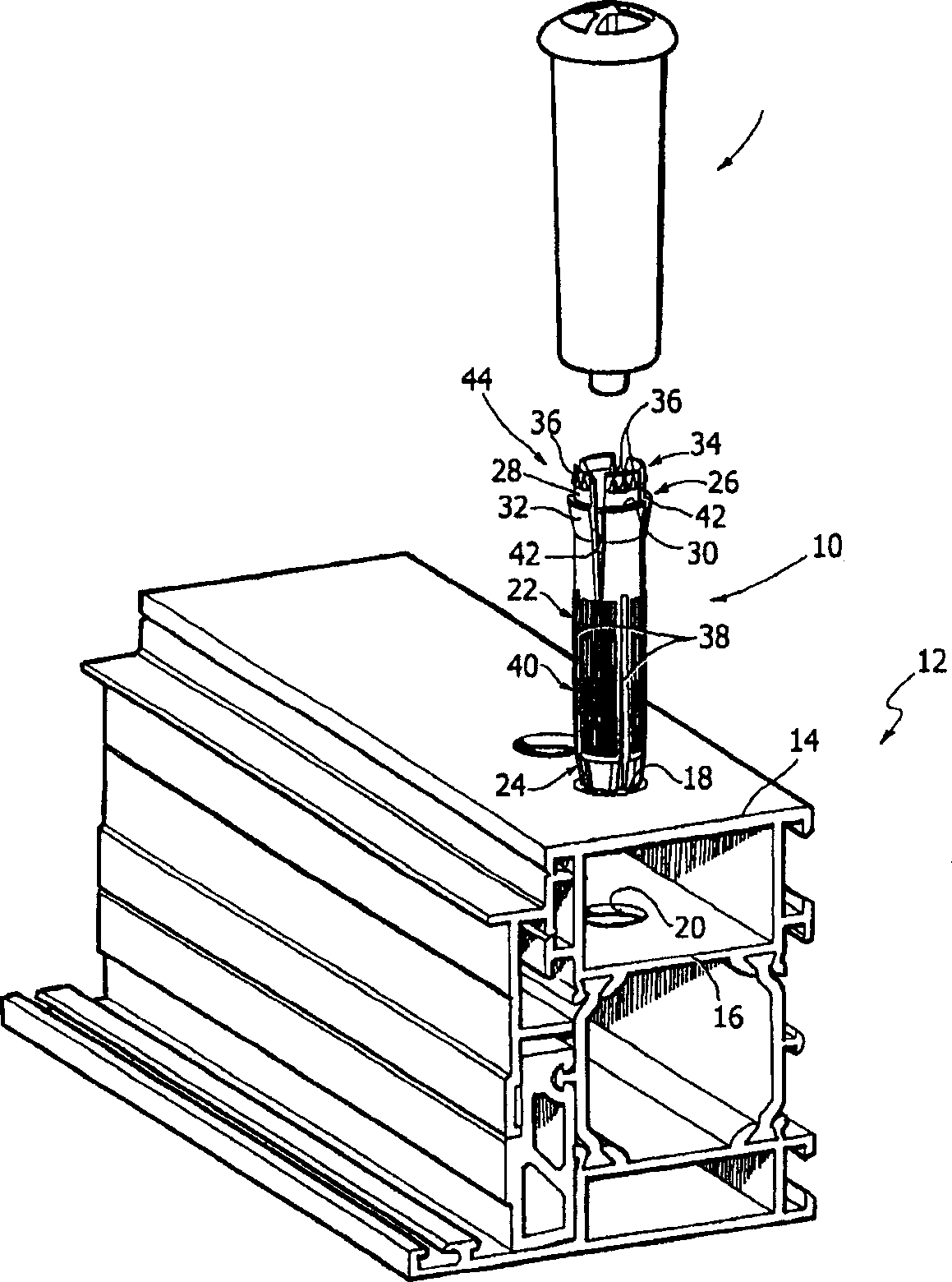 Element of fastening accessories to metal windows and doors