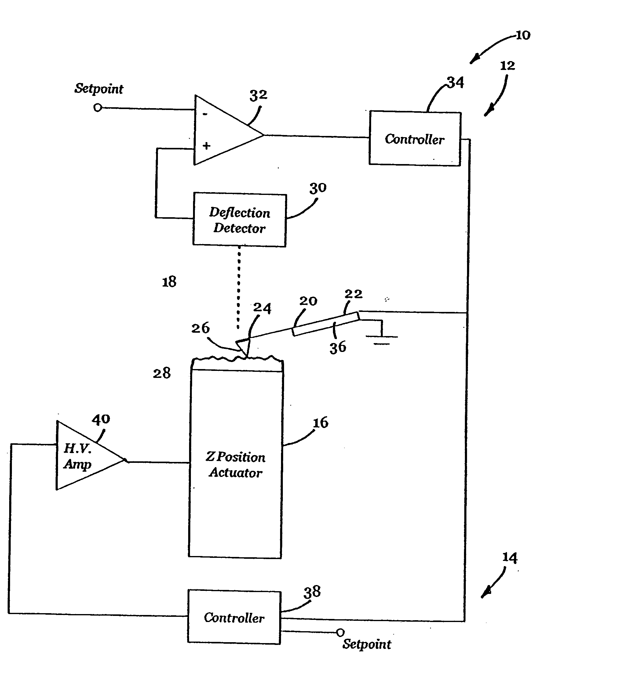 Active probe for an atomic force microscope and method for use thereof