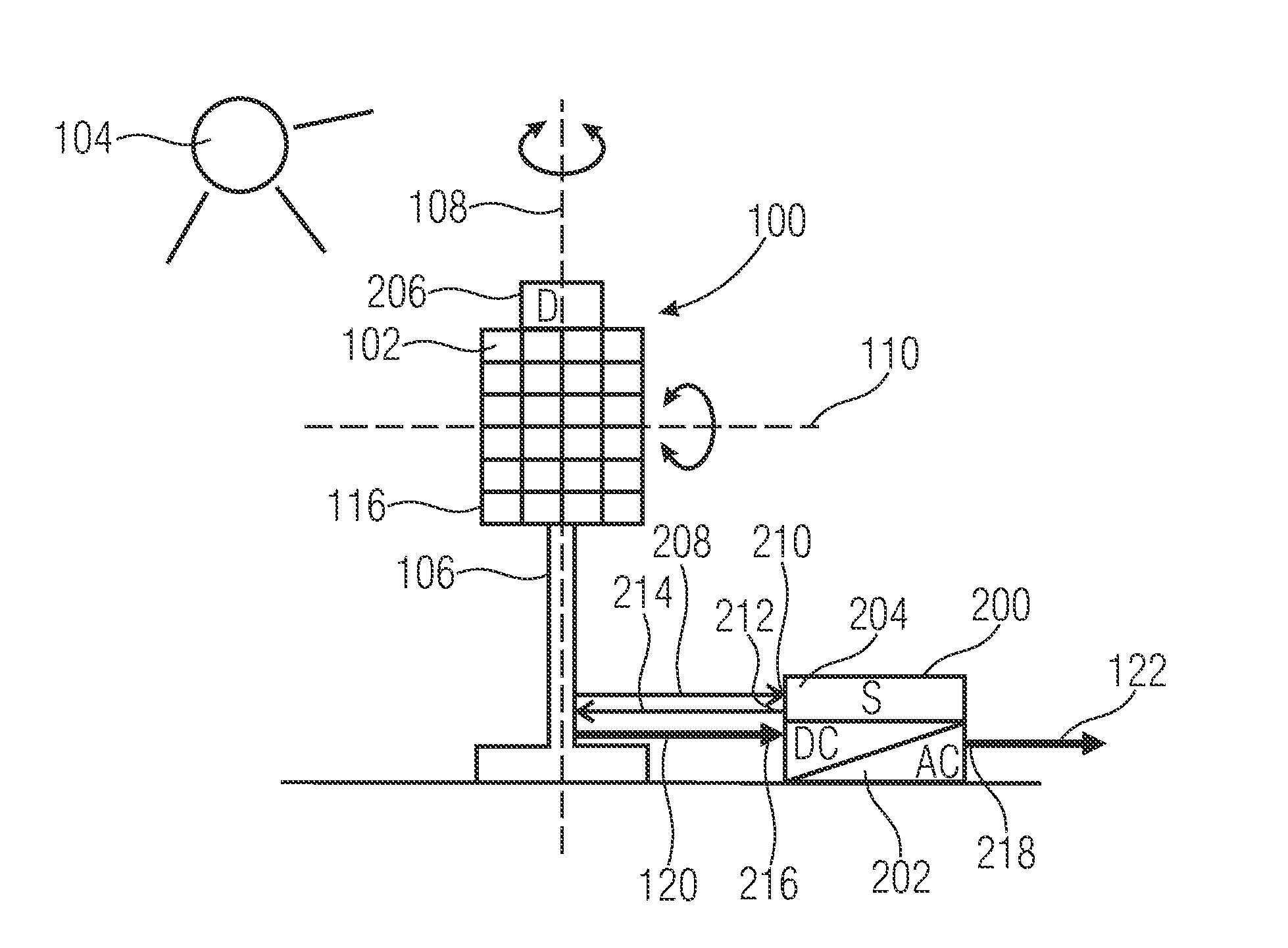 Inverter with integrated control and regulation for a tracker