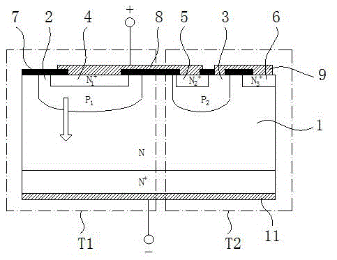 One-way low-voltage TVS device and manufacturing method thereof