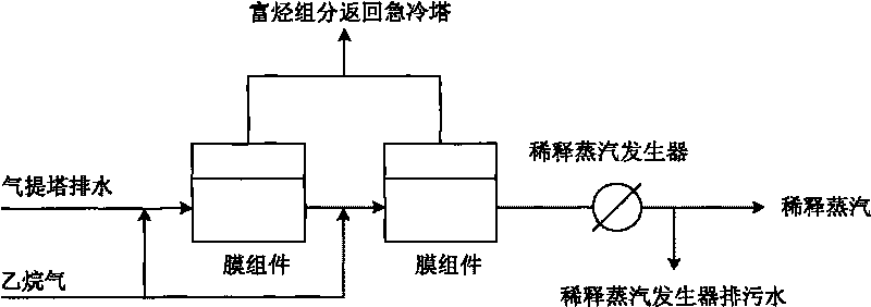 Processing method of water flowing out of technological water stripper of ethylene unit