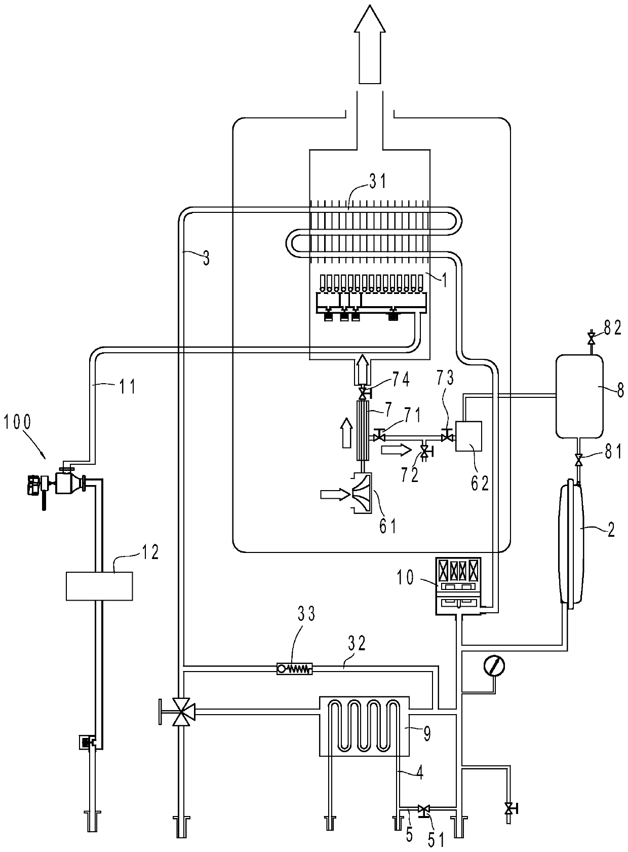 Supercharged dual-purpose stove for heating and bathing