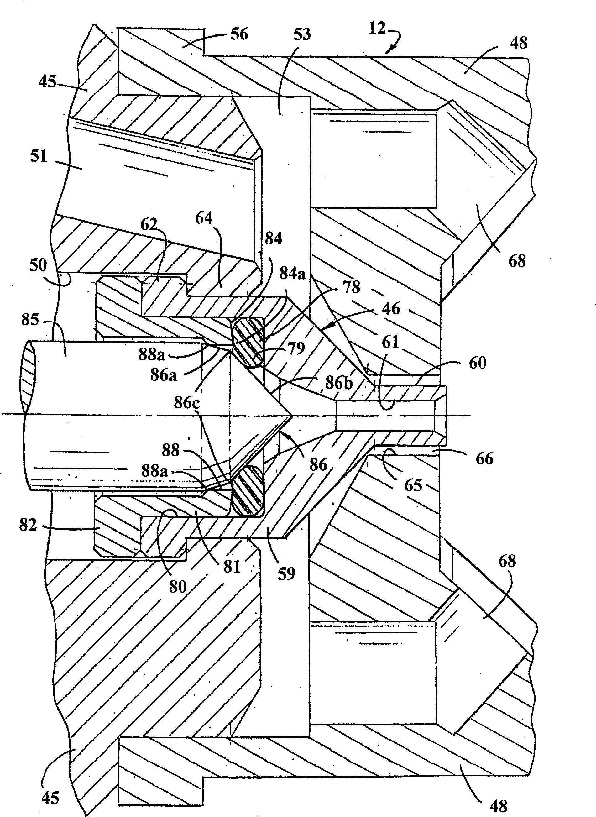 Spray gun with improved needle type cut-off valve sealing device