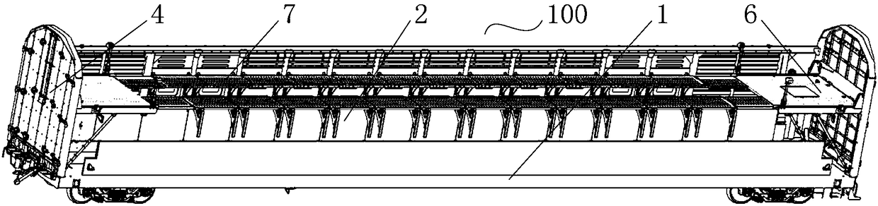 Dual-purpose transport body for railway transport vehicles and general cargoes