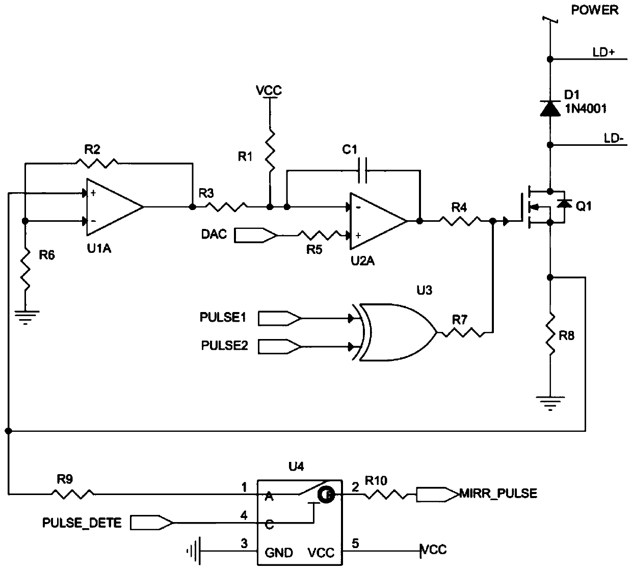 Combined pulse high-power semiconductor laser therapeutic instrument driving device and system