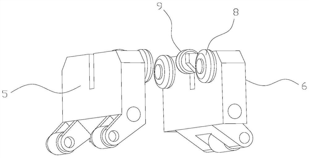 Split type crossed guide rail sliding block