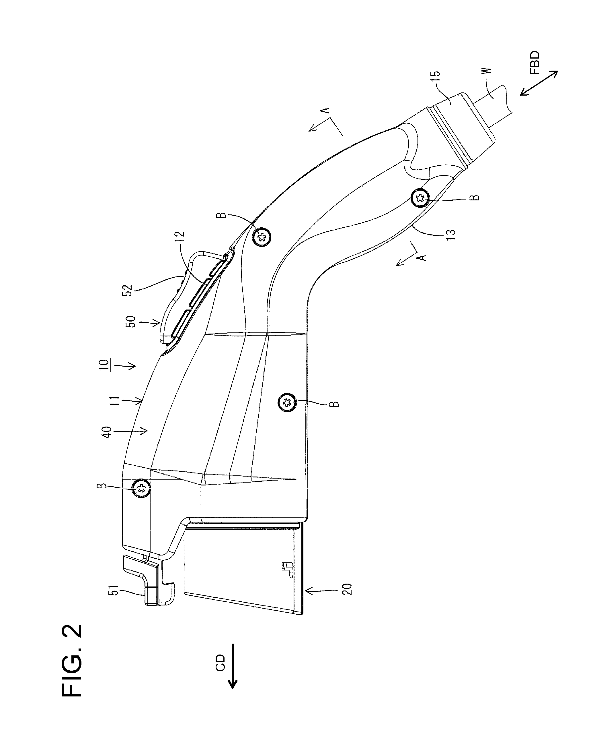 Self-locking wire holder mounted in a housing of a charging connector