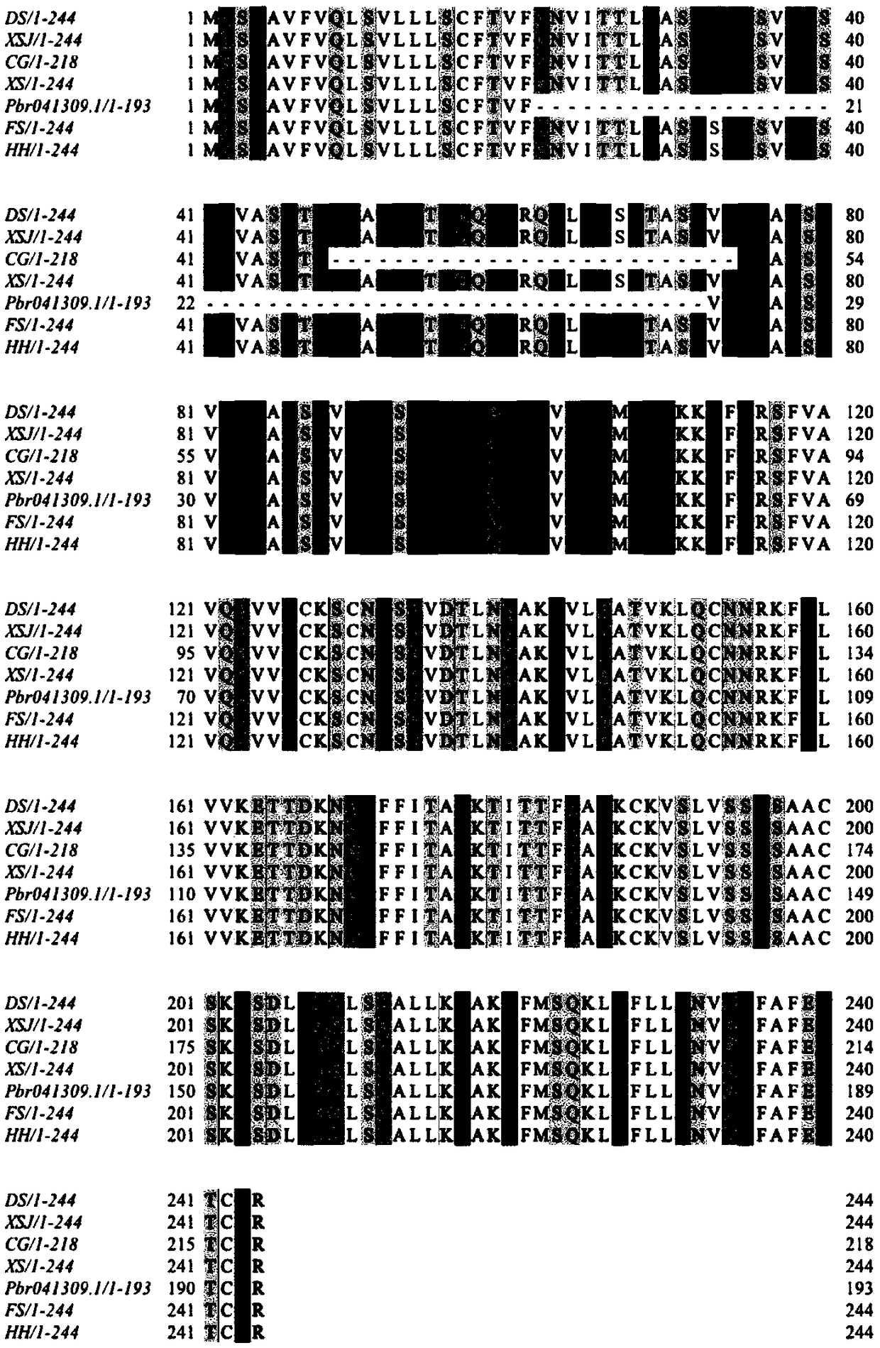 Protein PbrTTS1 with pollen tube growth promoting function of Dangshan pears and coding gene and application of protein