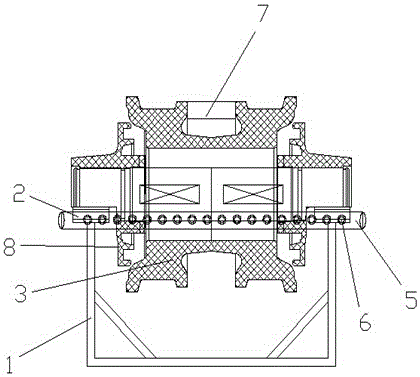 Water paint spraying and curing device of thrust wheel