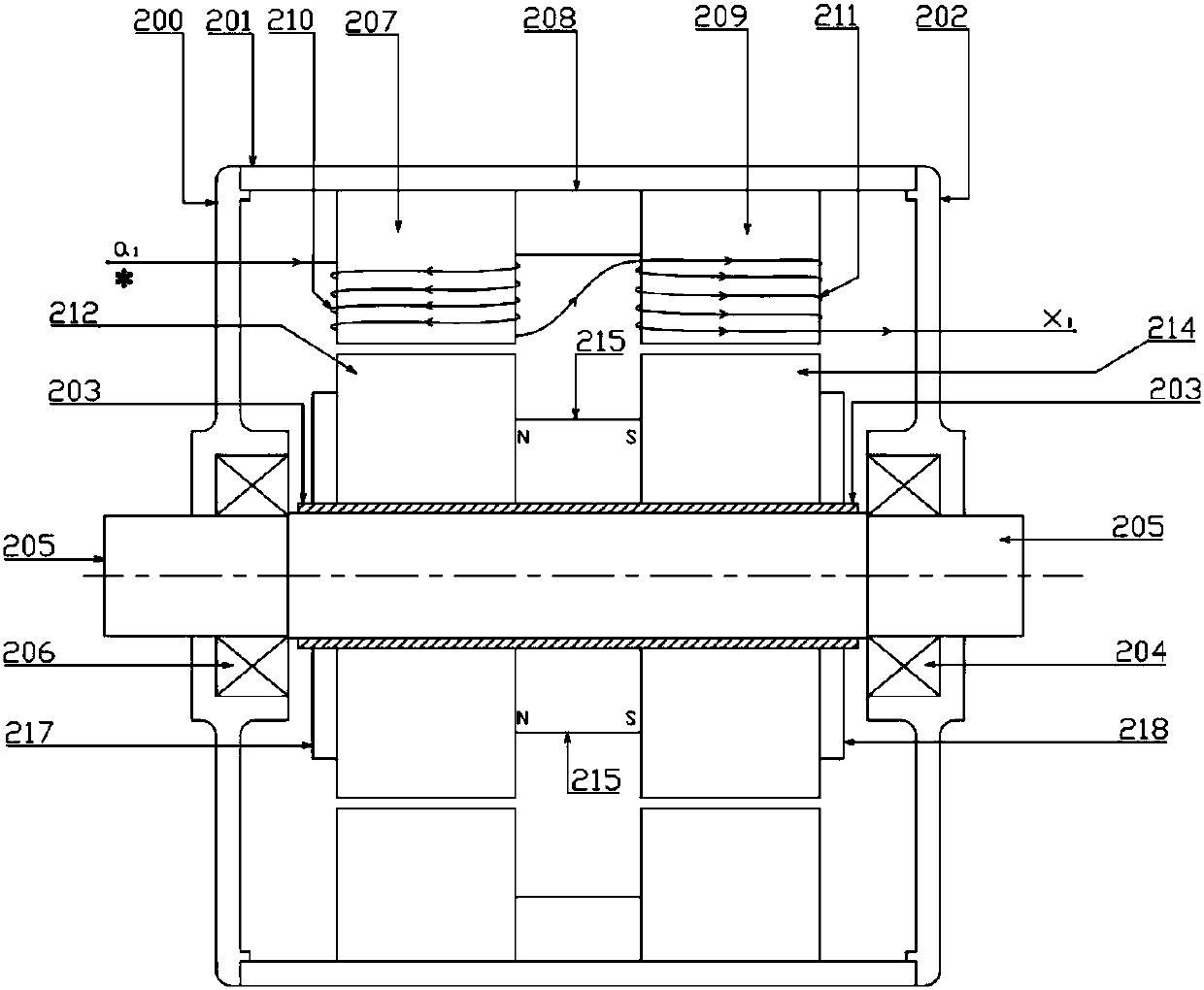 Permanent-magnet switch reluctance motor with axially-magnetized rotor