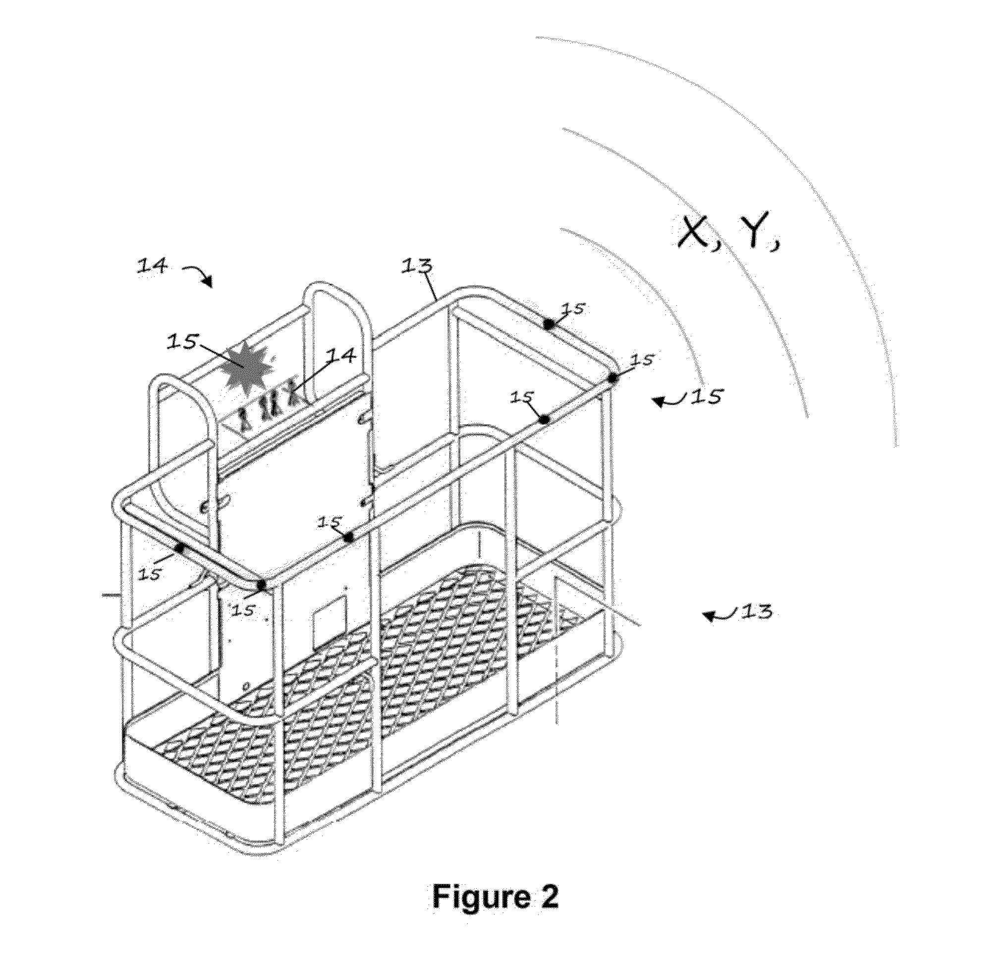 Safety device for an aerial lift, a method of operation thereof, an aerial lift having the safety device, a kit of parts and a method of installation thereof for providing the safety device in an aerial lift