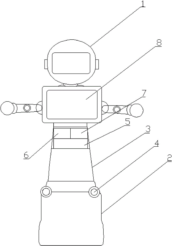 Fixed home teaching robot with rotatable base