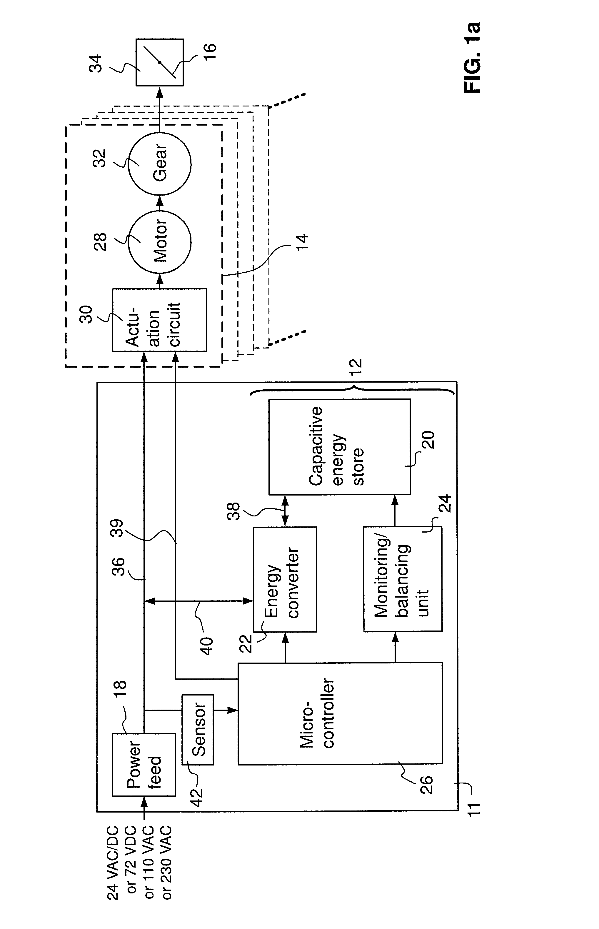 Safety drive for a flap or a valve