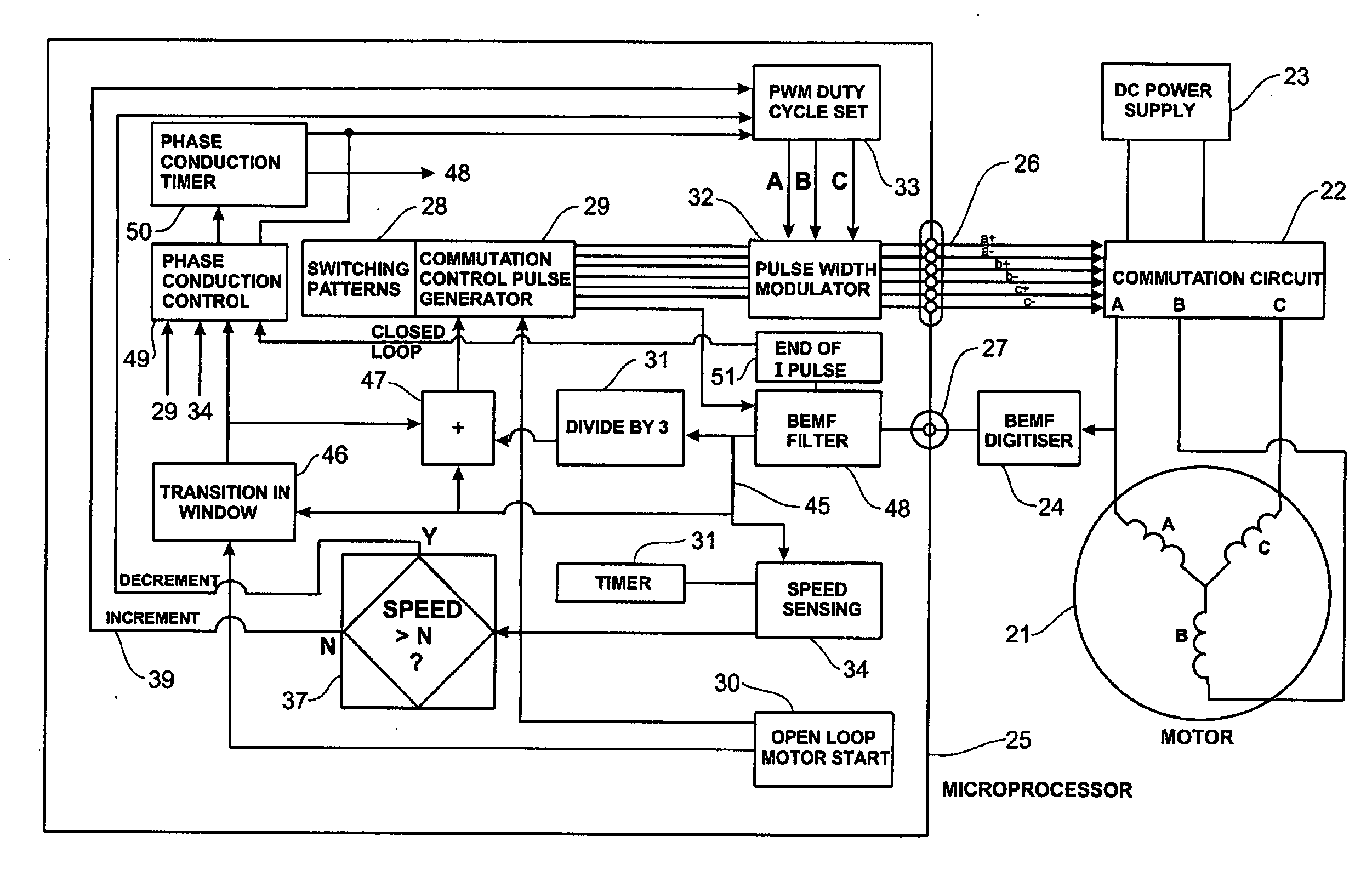 Low noise back EMF sensing brushless DC motor