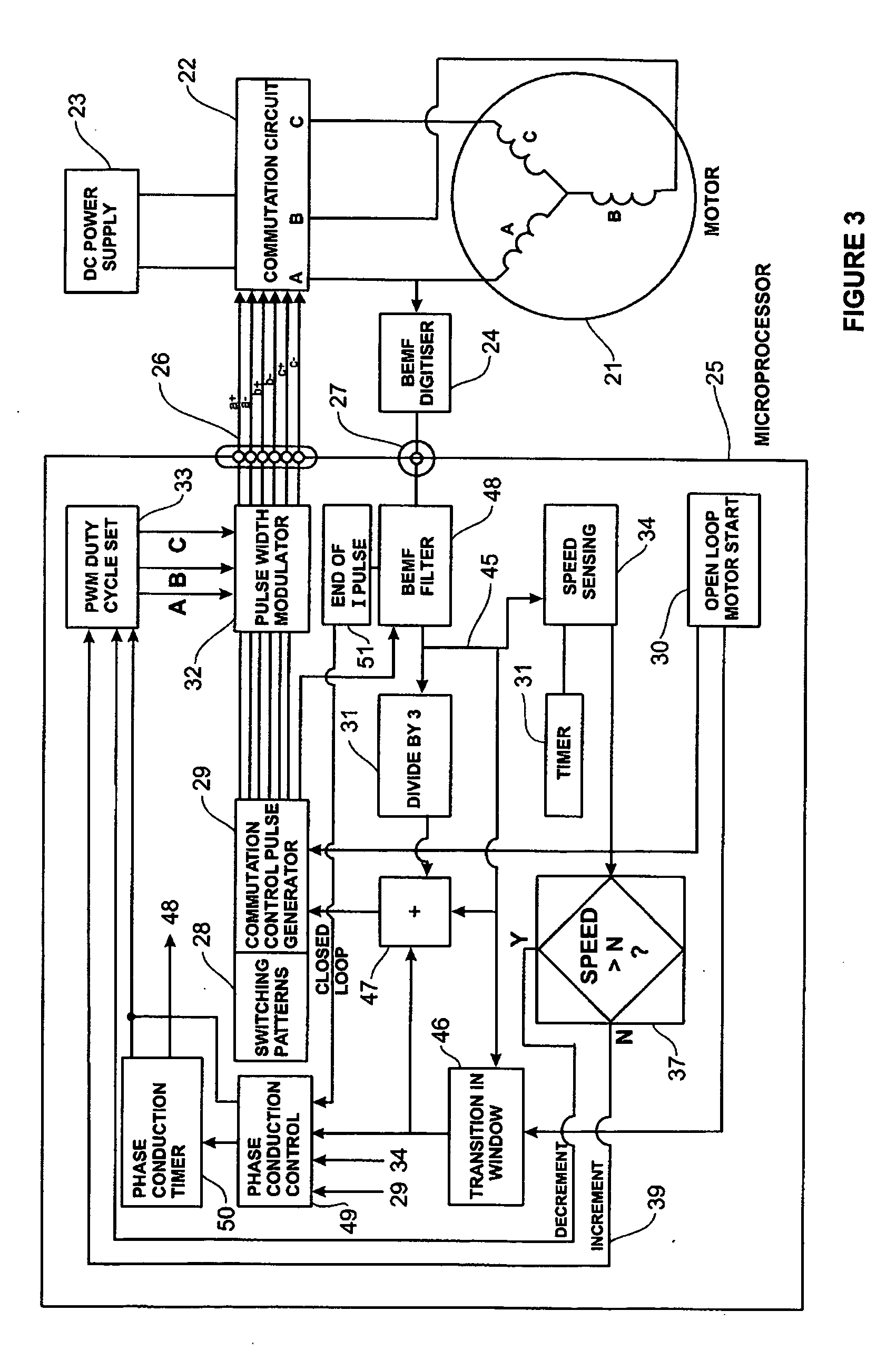 Low noise back EMF sensing brushless DC motor