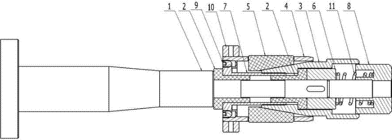 Wedge-block-type unwinding shaft used in production line of disposable hygienic products