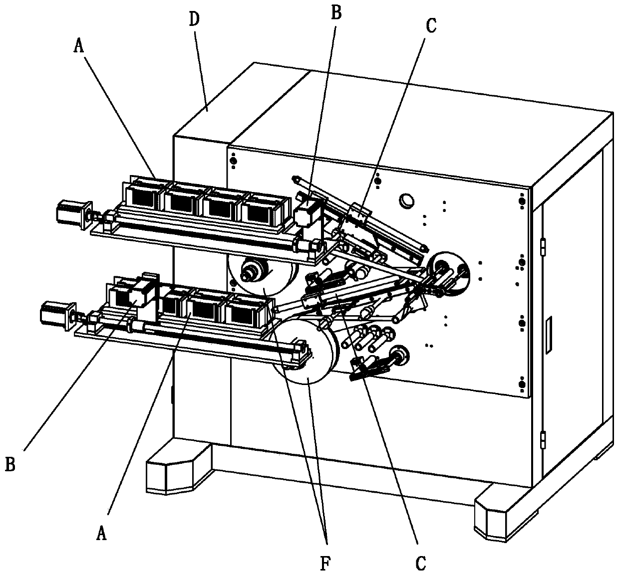 Feeding system of lithium battery core winder