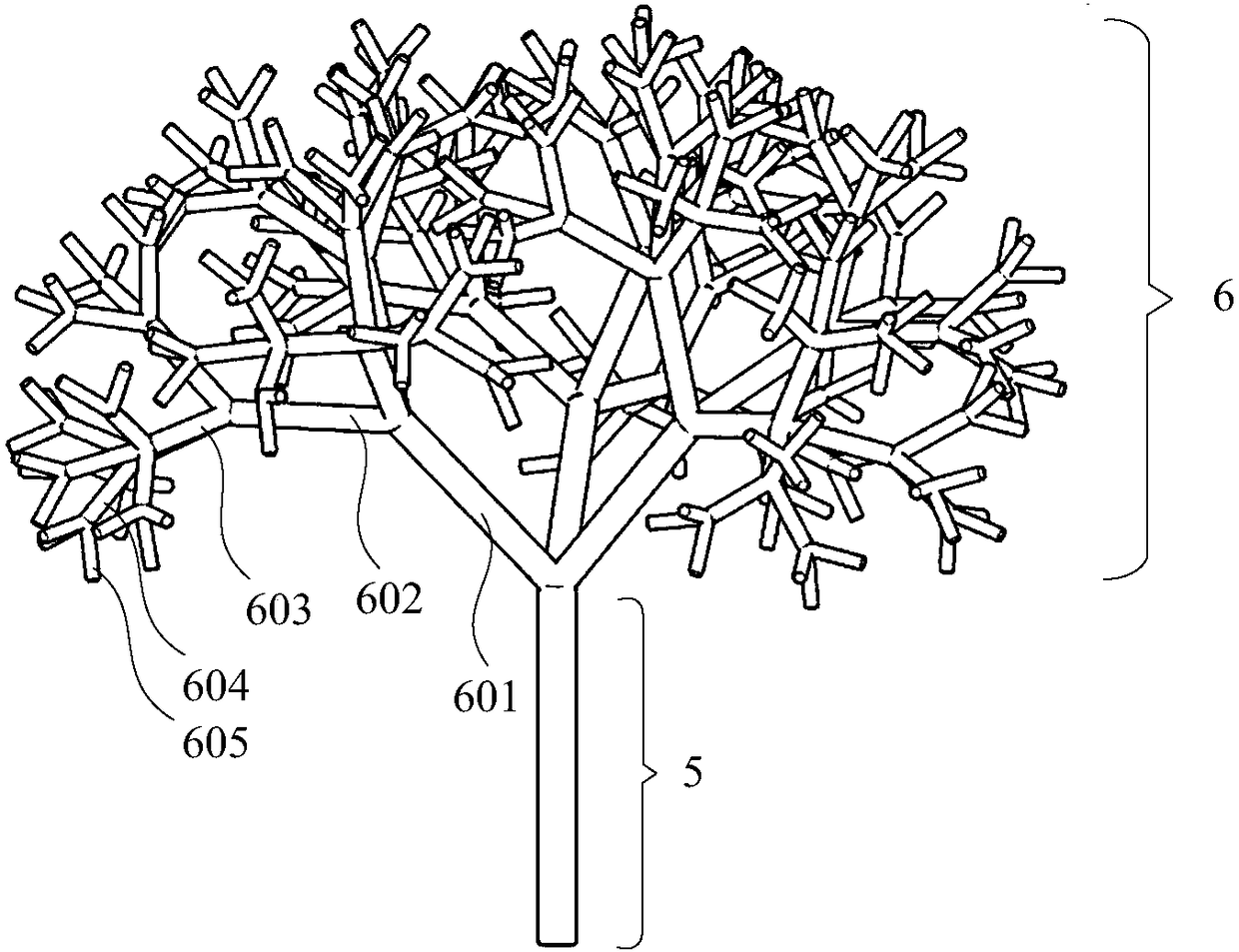 Photoreactor with bionic fractal tree structure, application and cultivation method