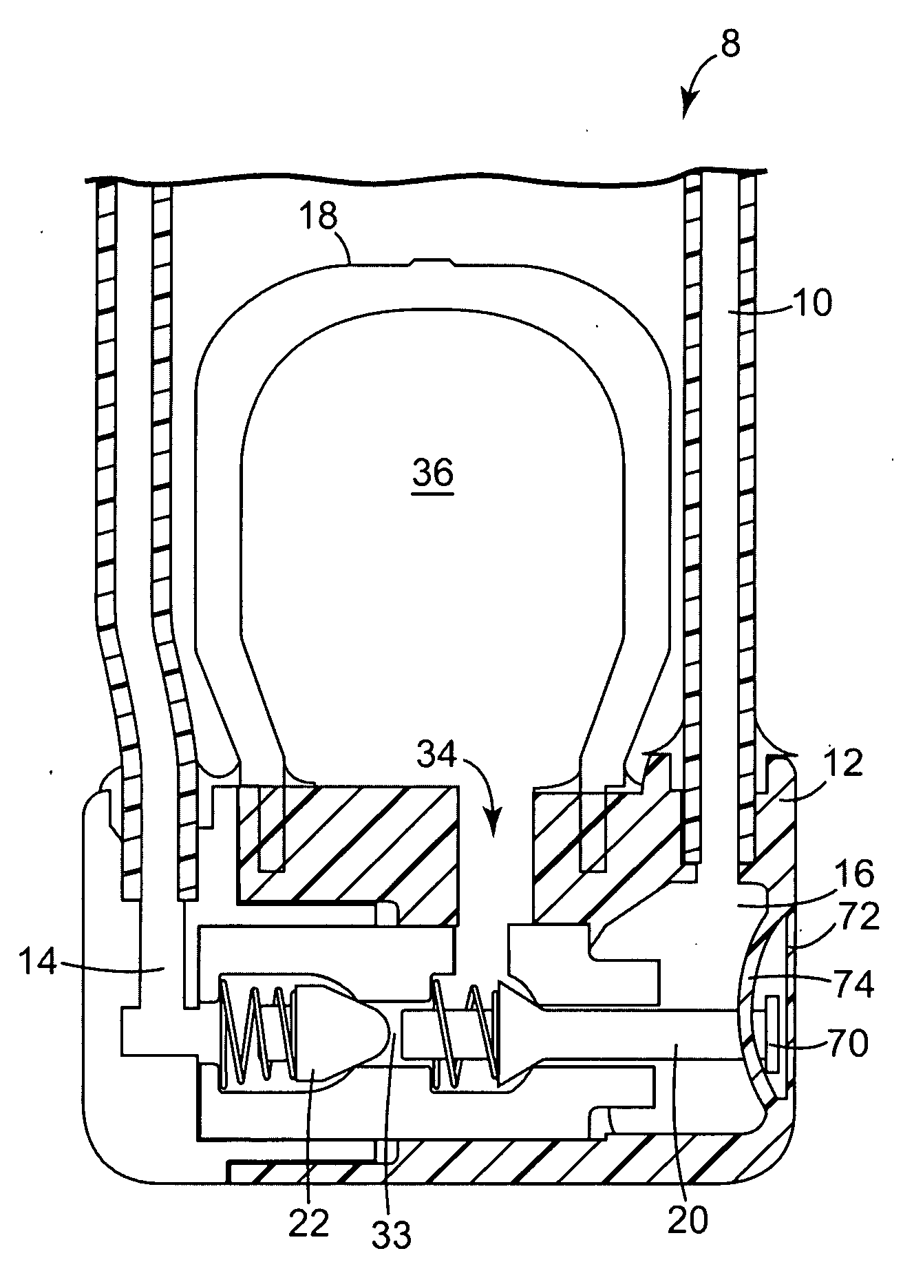 Diaphragm Based Spontaneous Inflation Inhibitor in a Pump for an Inflatable Prosthesis