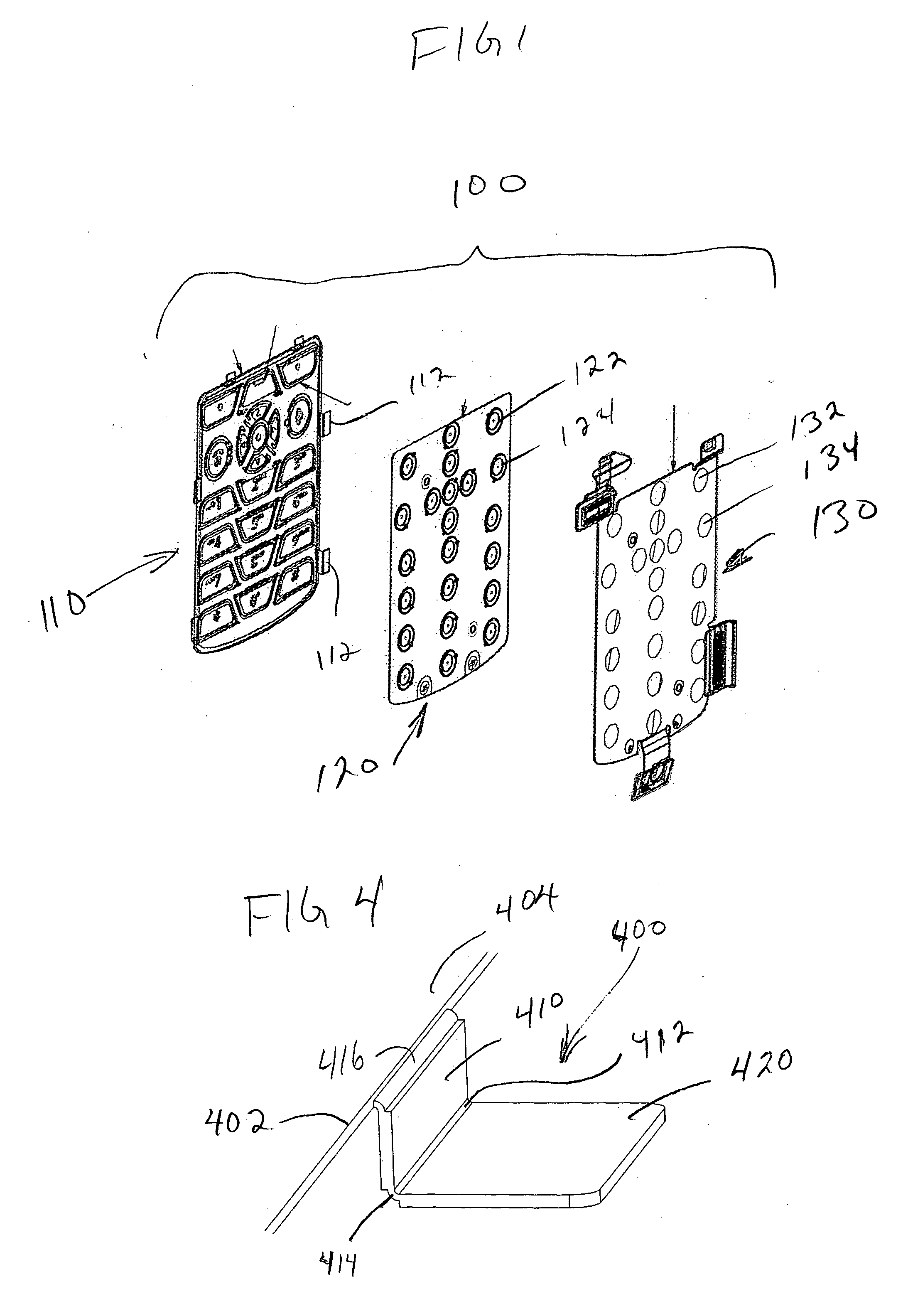 Thin keypad assemblies and components for electronics devices and methods