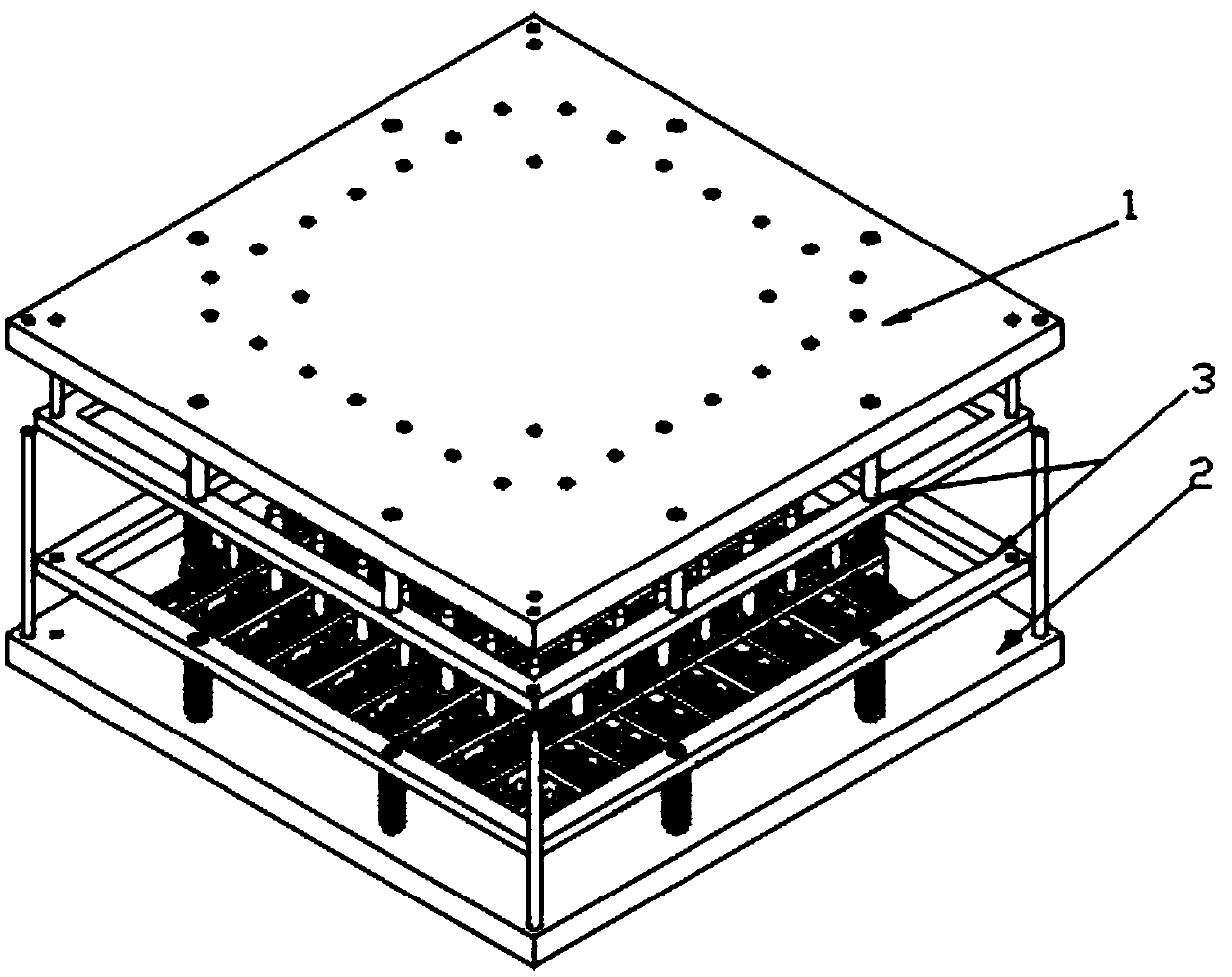 Flexible device for punching forming of egg-box-shaped structures