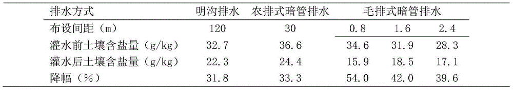 A kind of drainage method of hair row type underground pipe under shallow buried condition