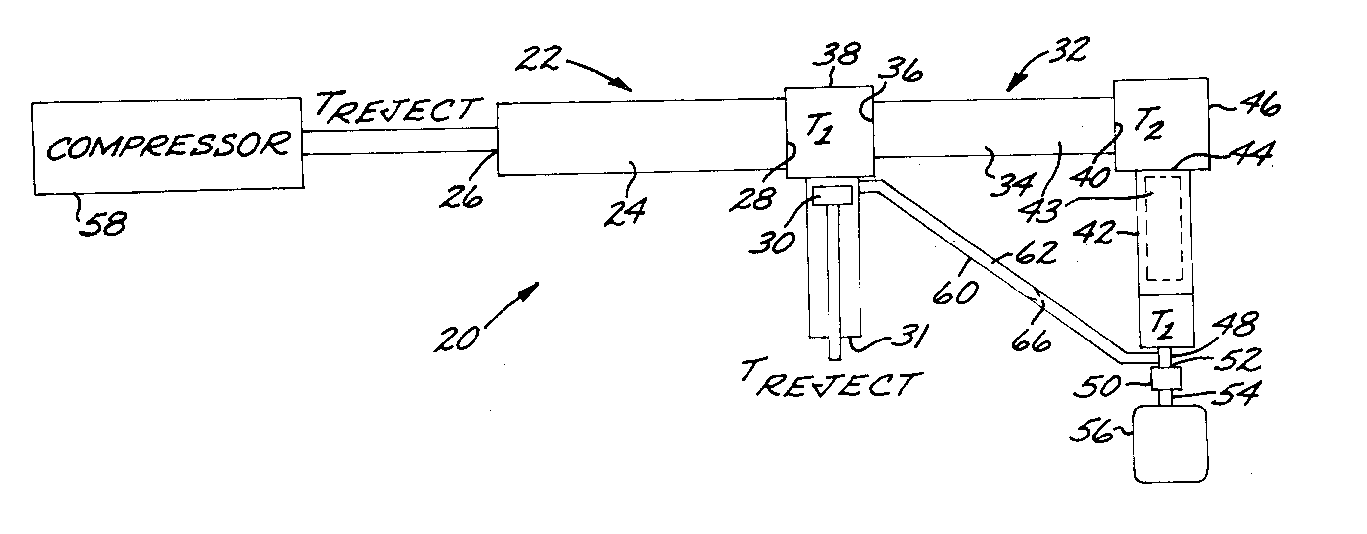 Stirling/pulse tube hybrid cryocooler with gas flow shunt