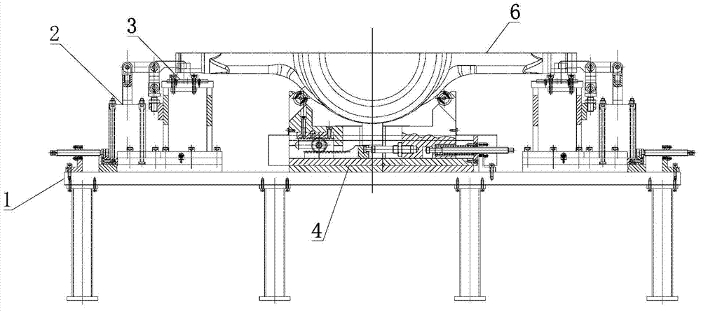 Work fixture for cutting groove at axle housing midpiece