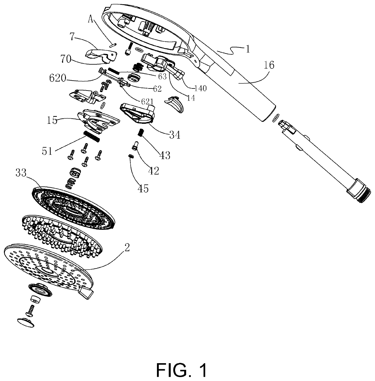 Spray gun shower head with automatic reset function