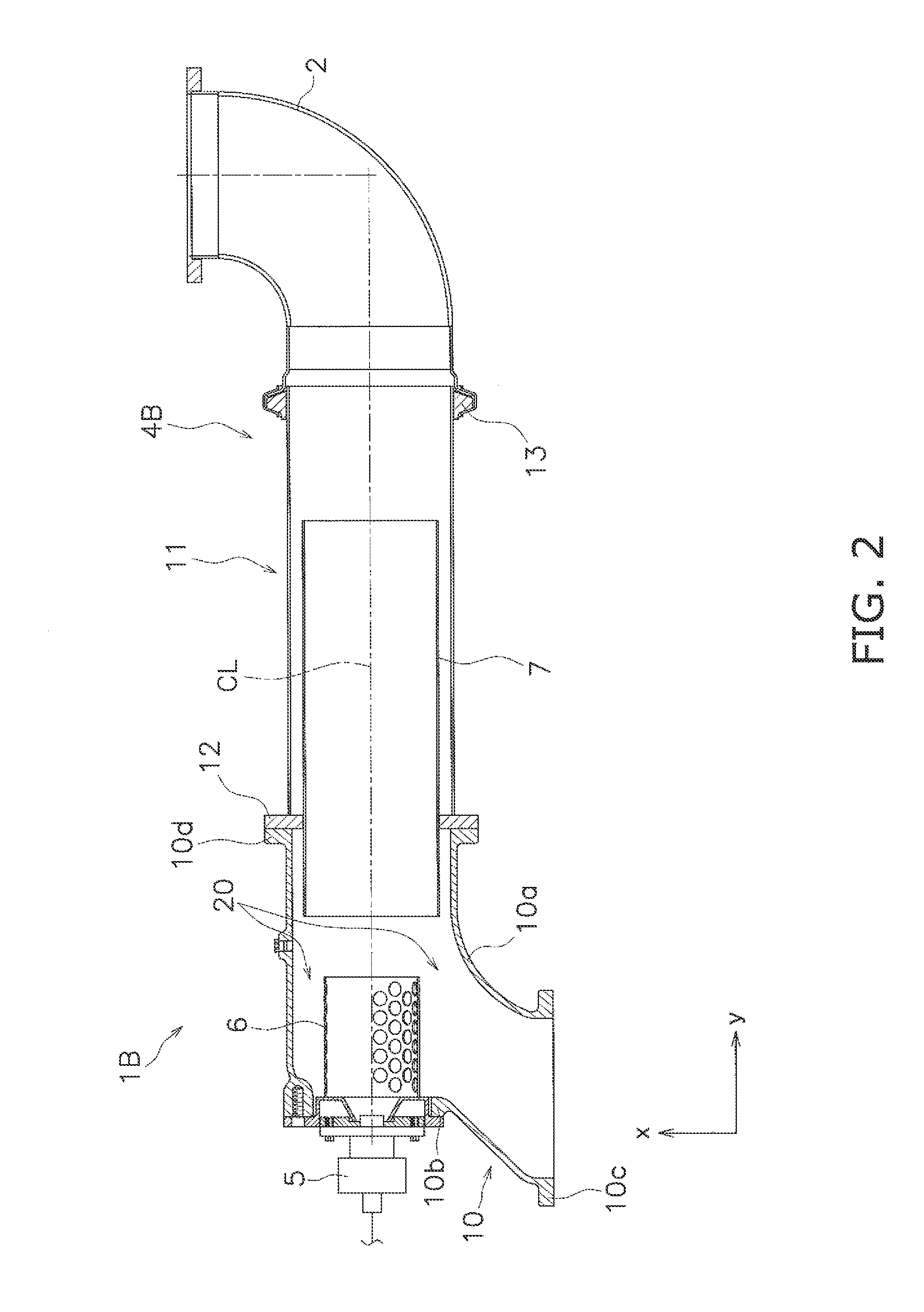 Reducing agent aqueous solution mixing device and exhaust gas post-treatment device